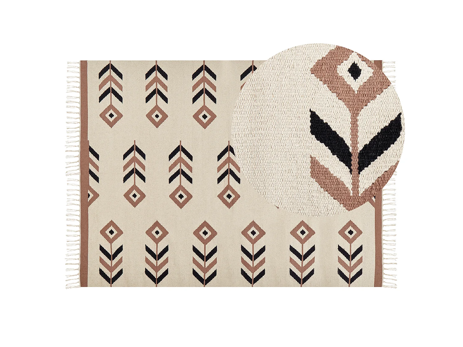 Dywan bawełniany kilim 140 x 200 cm beżowo-czarny NIAVAN