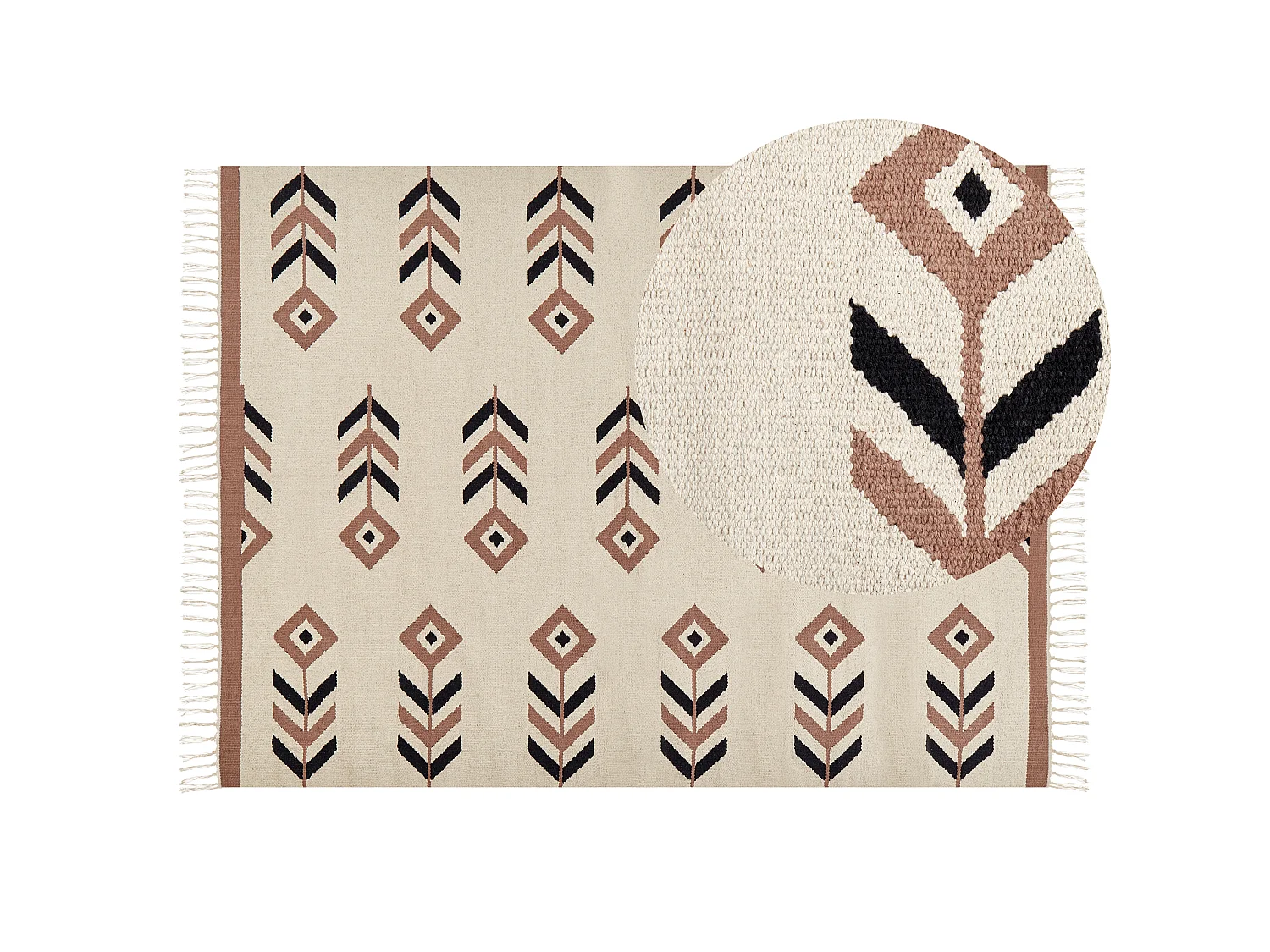 Vloerkleed kelim beige/zwart 140 x 200 cm NIAVAN