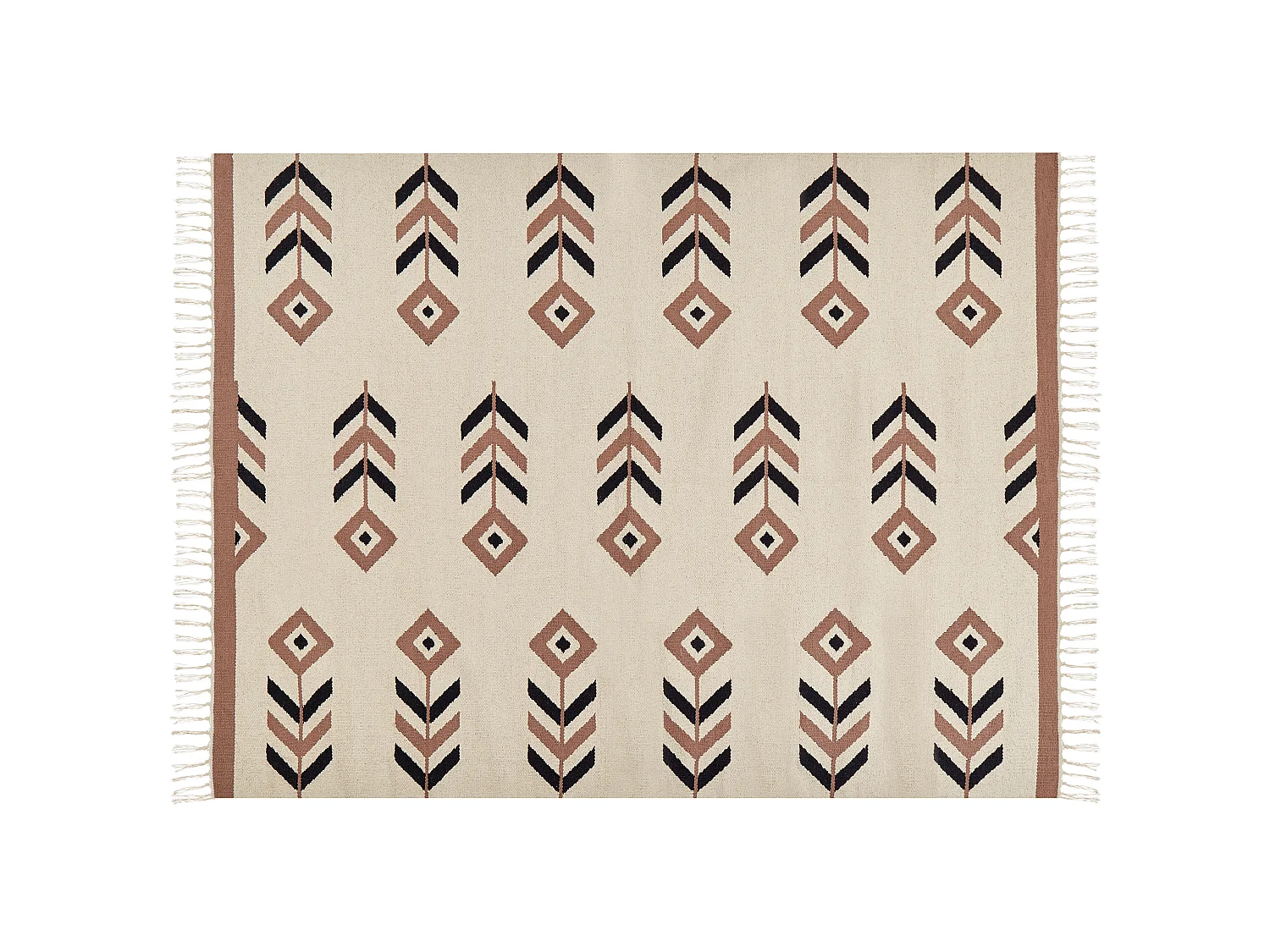 Kelim-Teppich Baumwolle beige 160x230 cm handgewebt geometrisches Muster Niavan