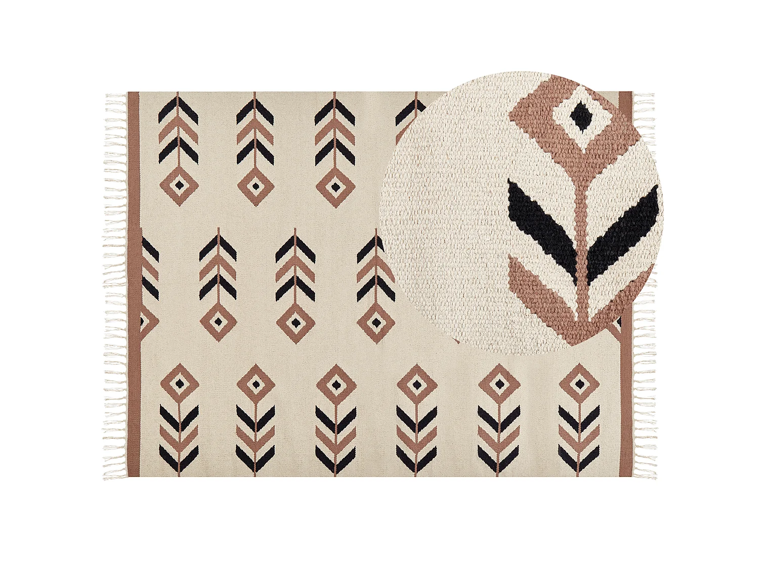 Vloerkleed kelim beige/zwart 160 x 230 cm NIAVAN