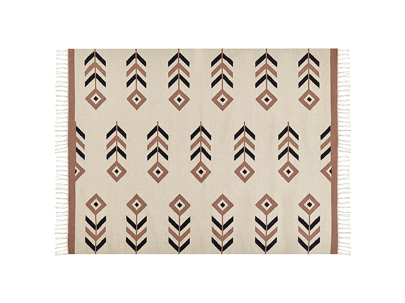 Alfombra kilim de algodón beige/negro 160 x 230 cm NIAVAN