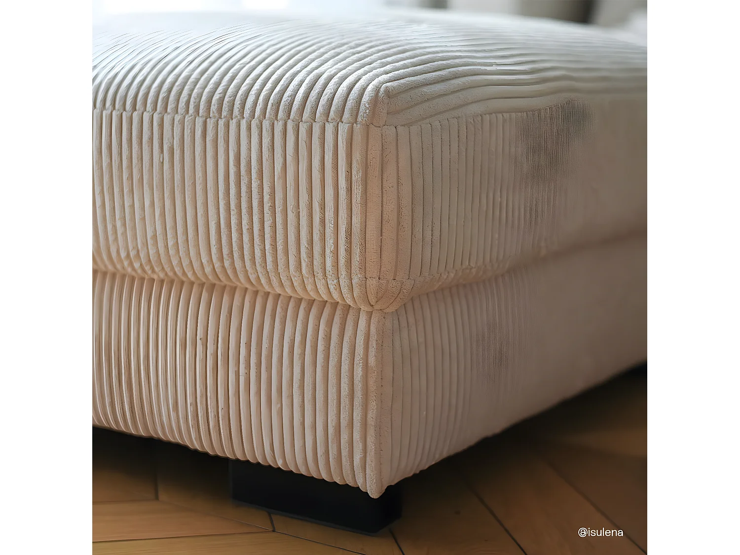 Pouf en velours côtelé beige - Arty