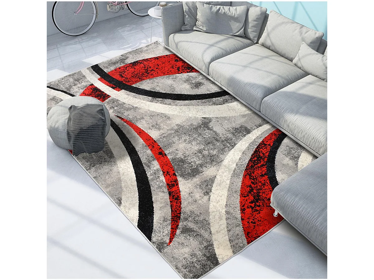 tapis cuisine 120x170 tissé gris et noir rectangle motif géométrique LIGNÉ