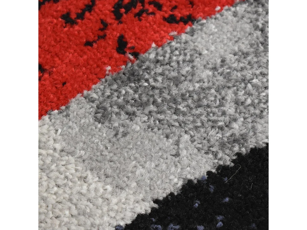 tapis chambre 80x150 tissé gris et noir rectangle motif géométrique LIGNÉ