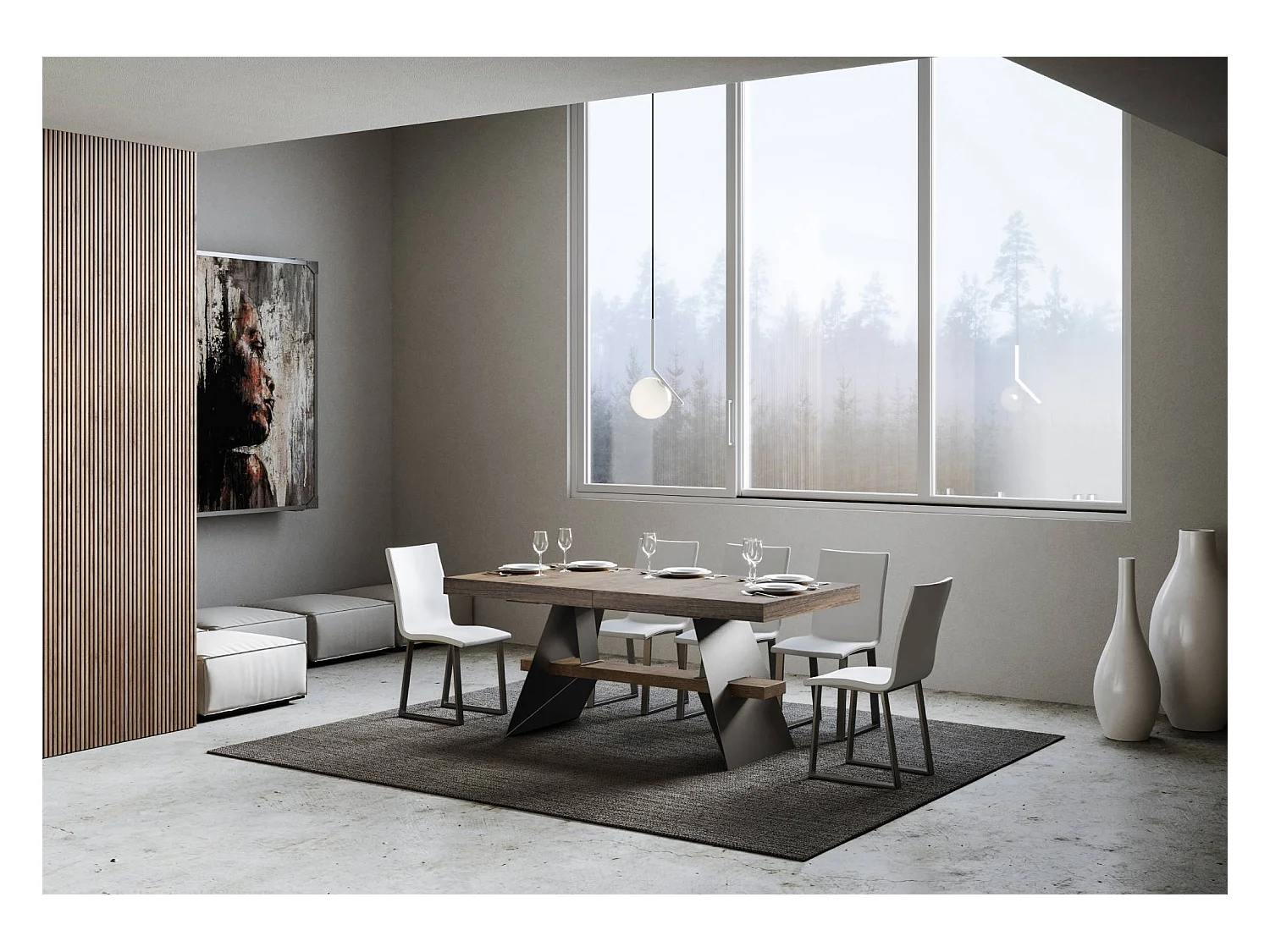 Table extensible 90x180/284 cm Baita Noyer cadre Anthracite