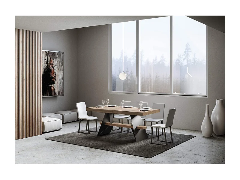 Mesa extensible 90x180/284 cm Baita Roble Natural estructura Antracita