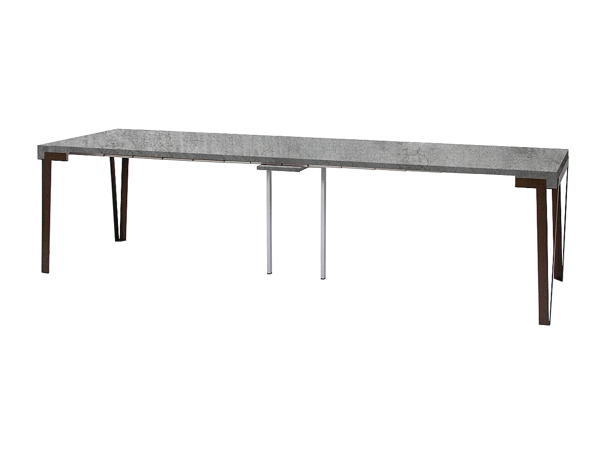 Console extensible 90x40/300 cm Rio Gris Béton cadre Ruille