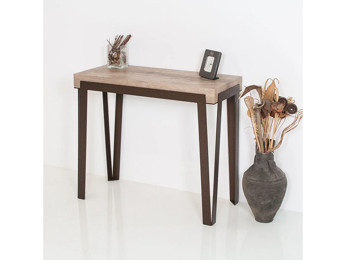 Console extensible 90x40/300 cm Rio Chêne Nature cadre Ruille