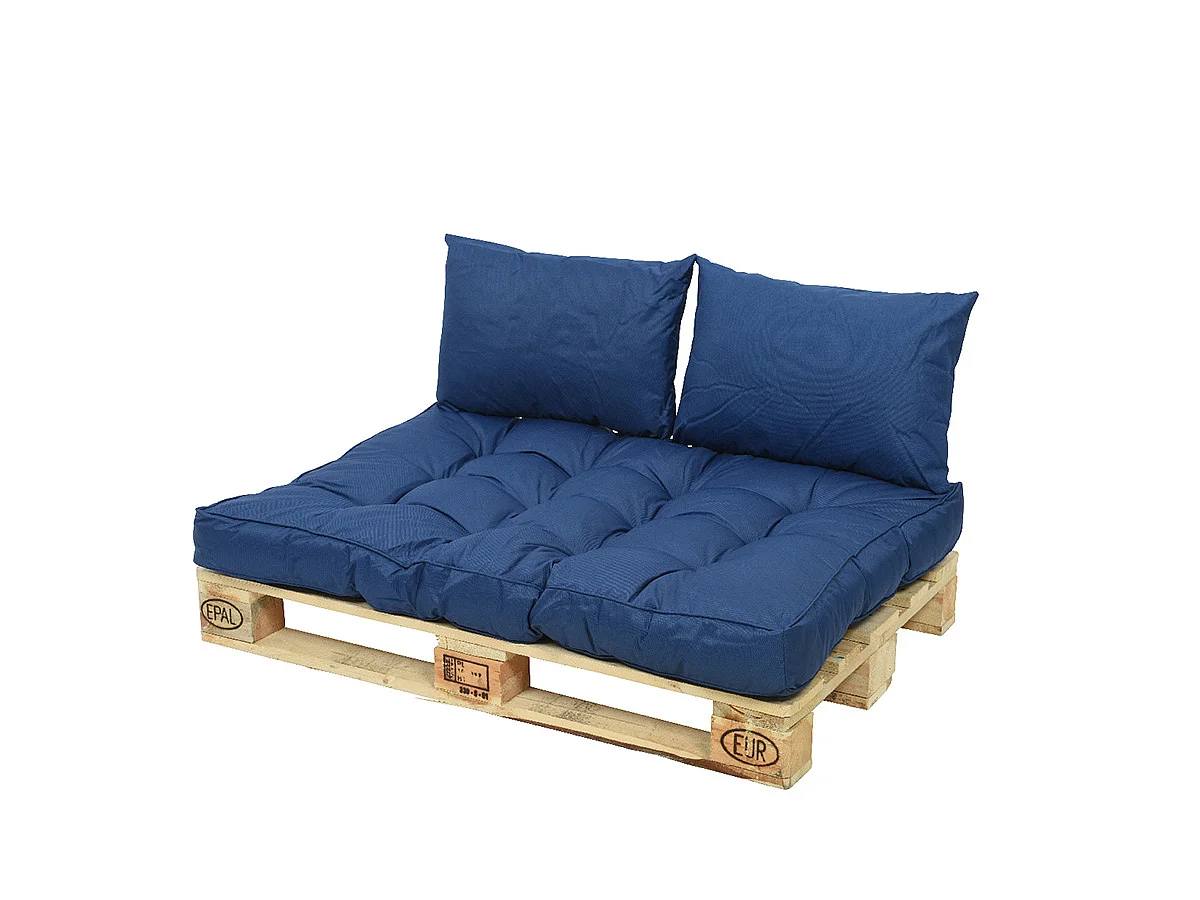 Ensemble coussin d'extérieur palette bleu - Jardideco