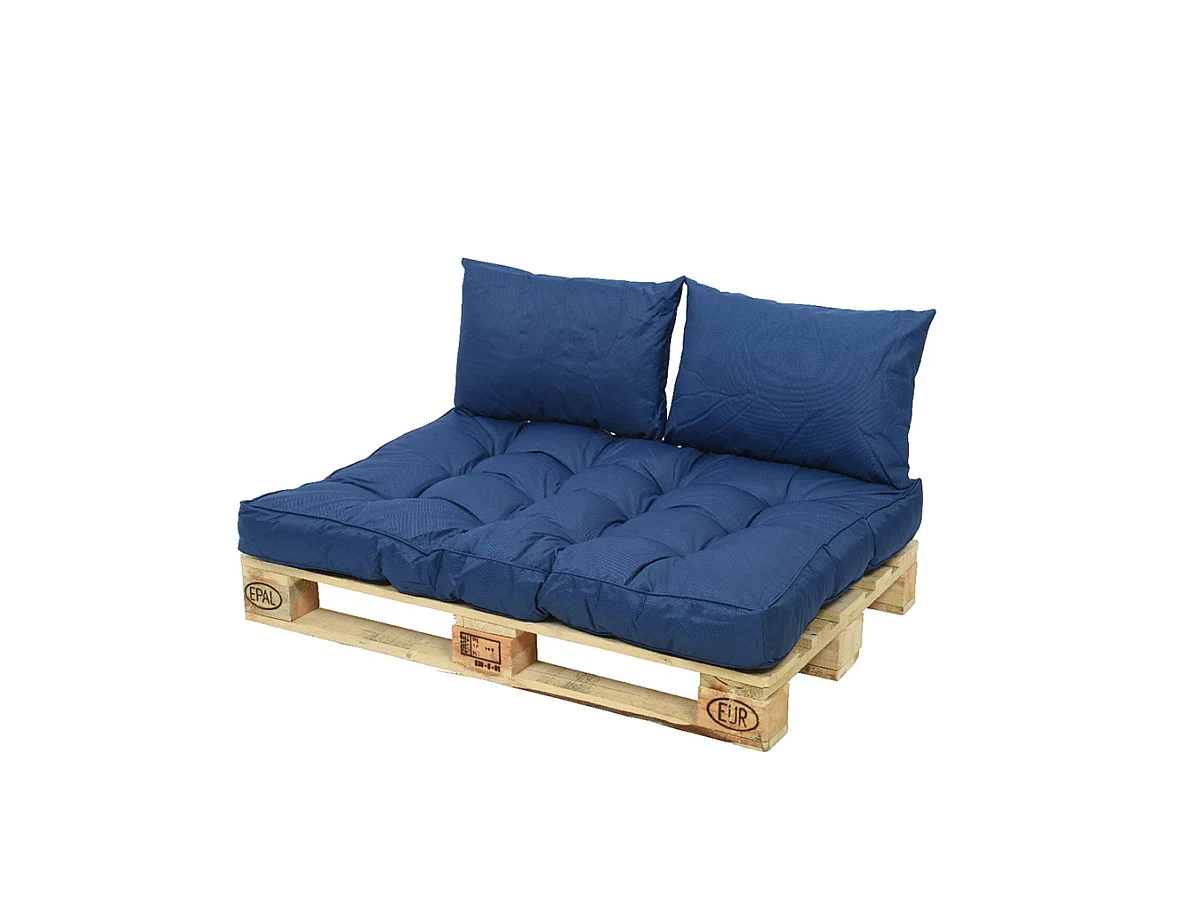 Ensemble coussin d'extérieur palette bleu - Jardideco