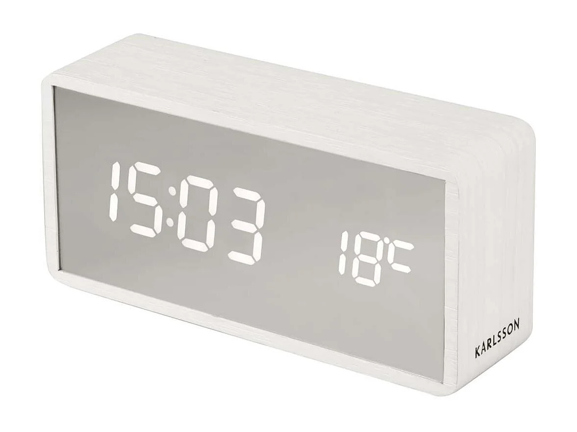 Sveglia a led in ABS argento effetto legno