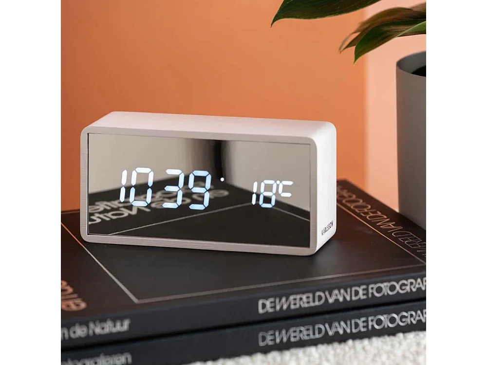 Sveglia a led in ABS argento effetto legno