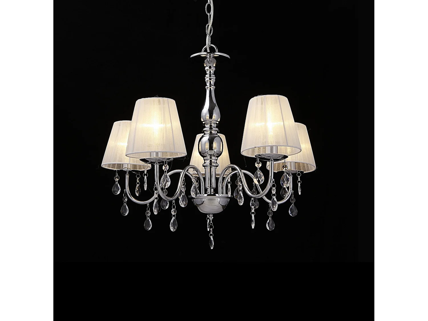 Lustre plafonnier lampe de plafond aluminium plastique chrome blanc 45 cm 03_0002817