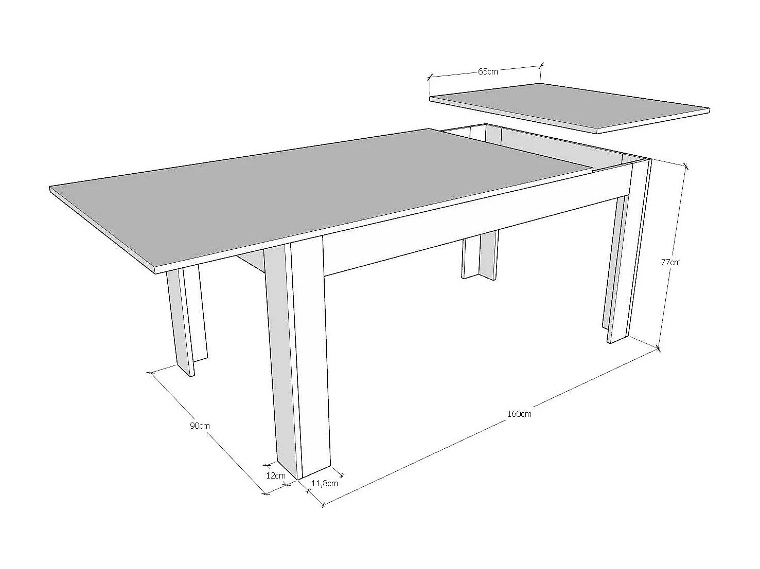 Table extensible 90x160/220 cm Bibi Mix dessus Chêne Nature cadre Frêne Blanc