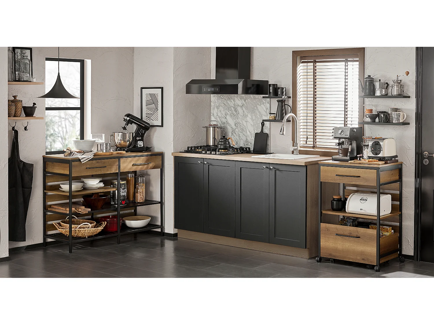 SoBuy armário de cozinha, carrinho de cozinha, carrinho de cozinha com rodas FKW118-PF