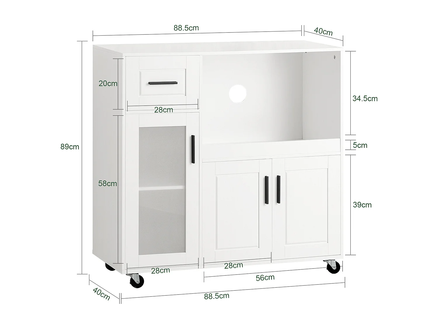Küchenschrank FSB78-W 40 x 89 x 89cm