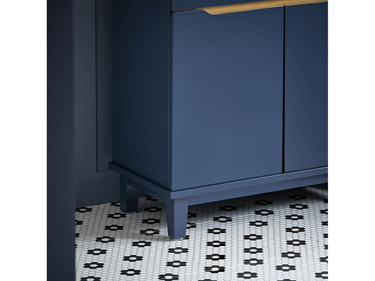 SoBuy Meuble sous-Lavabo, Meuble sous-Vasque à 2 Portes, Meuble de Rangement de Salle de Bain, Placard de Rangement, Bleu foncé, L60 x P30 x H59 cm, BZR113-B