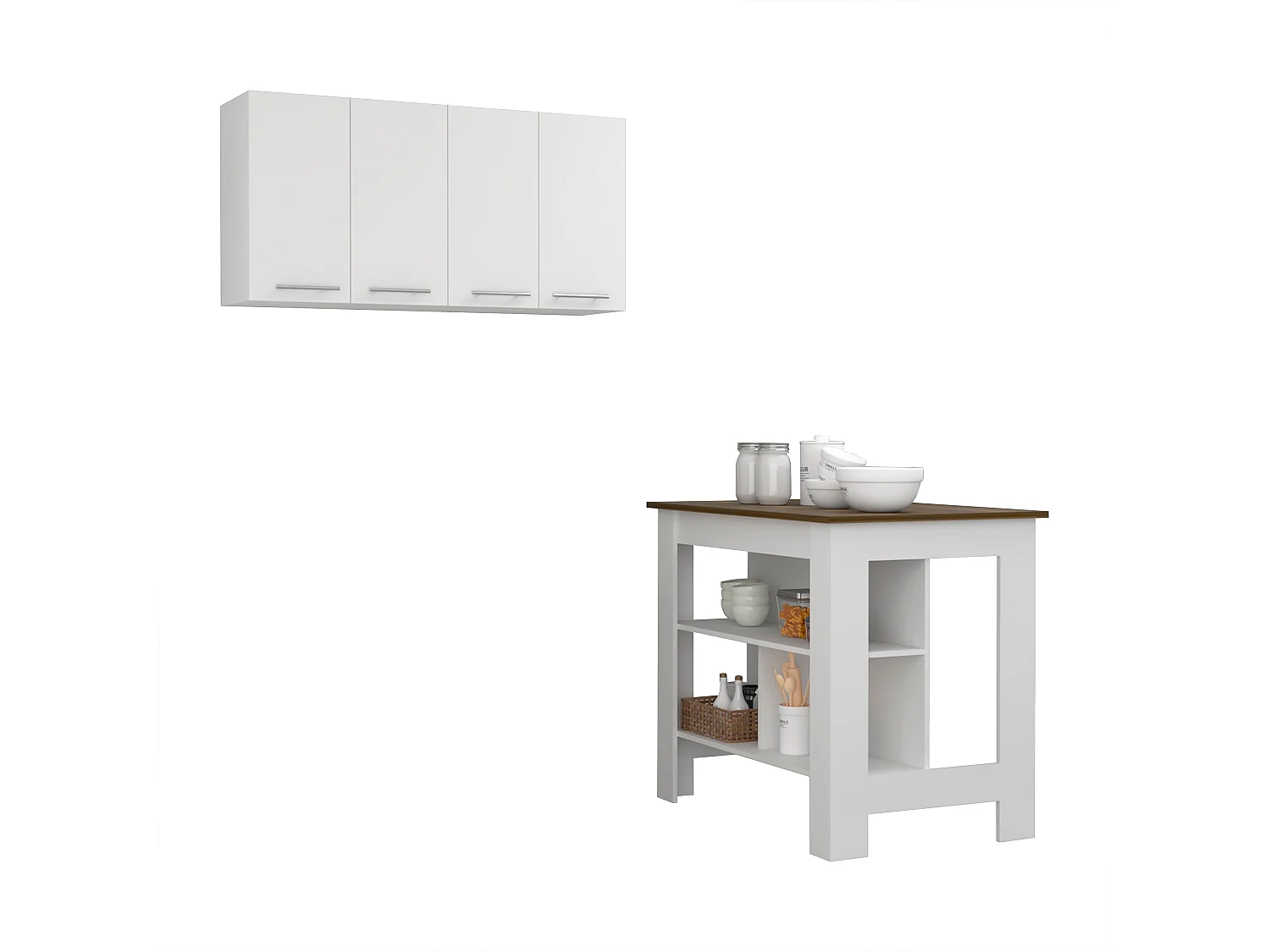 Ensemble Caledon, 35.4/60 cm Al X 103/120 An cm X 70/33.5 P cm, Blanc / caramel