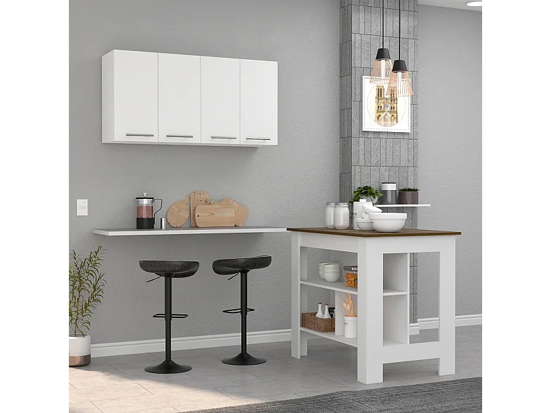 Conjunto Caledon, 35.4/60 cm Al X 103/120 An cm X 70/33.5 P cm, Branco / Caramelo