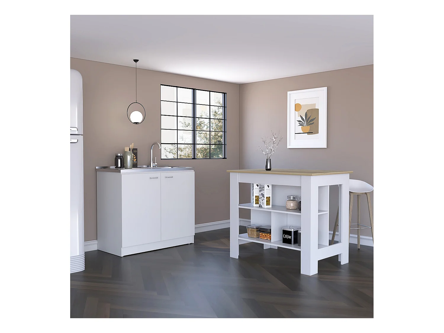 Ensemble Phoenix, 90/90 cm Al X 103/100 cm An X 70/50 cm P, Blanc / Duna