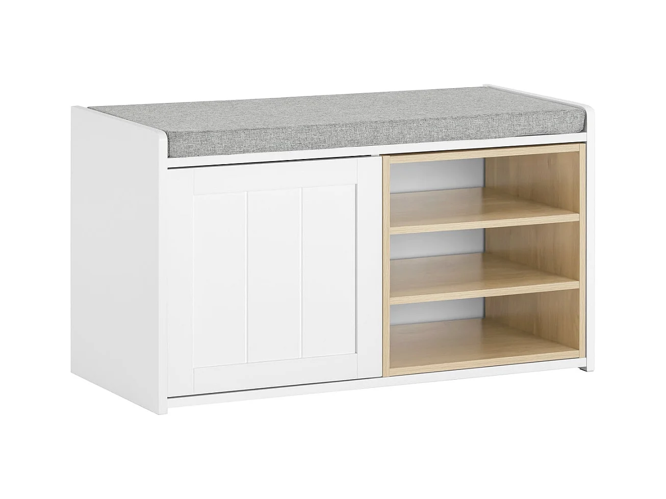 SoBuy FSR109-WN Banc à Chaussures Meuble Chaussures Commode à Chaussures Meuble d’entrée avec Coussin Rembourré et Etagère Amovible