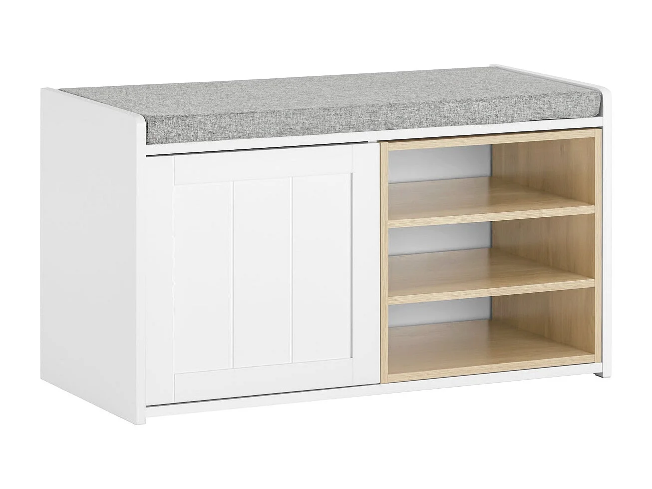 SoBuy FSR109-WN Banc à Chaussures Meuble Chaussures Commode à Chaussures Meuble d’entrée avec Coussin Rembourré et Etagère Amovible