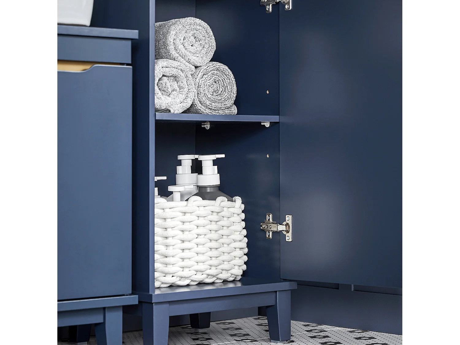 Mobile Alto Da Bagno Mobile Colonna Bagno Salvaspazio Armadio Da Terra Colore Blu 35x30x170 Cm BZR112-B SoBuy