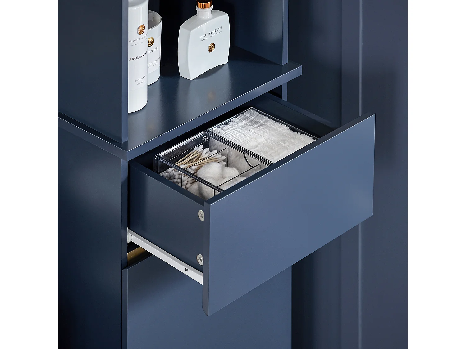 Mobile Alto Da Bagno Mobile Colonna Bagno Salvaspazio Armadio Da Terra Colore Blu 35x30x170 Cm BZR112-B SoBuy