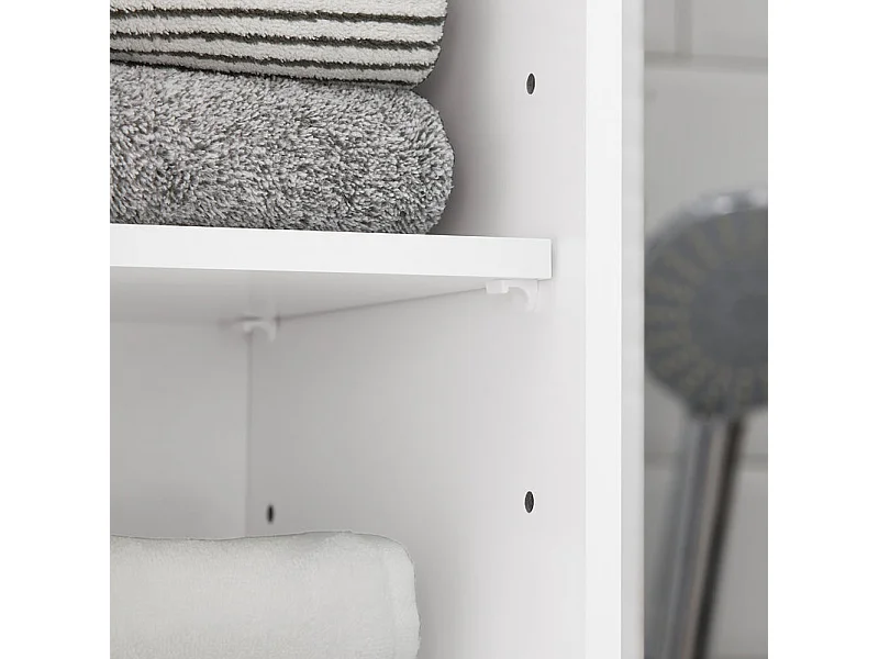 Sobuy bzr109-w meuble colonne de salle de bain armoire haute etagère de rangement meuble de rangement sur pieds avec 2 portes et 1 tiror et 1 compartiment ouvert