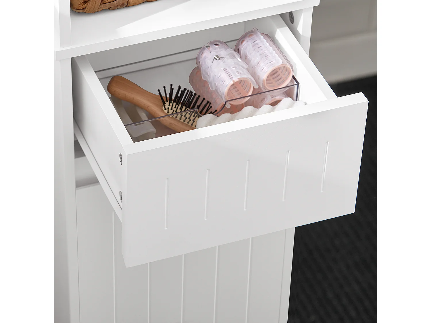 Sobuy bzr109-w meuble colonne de salle de bain armoire haute etagère de rangement meuble de rangement sur pieds avec 2 portes et 1 tiror et 1 compartiment ouvert