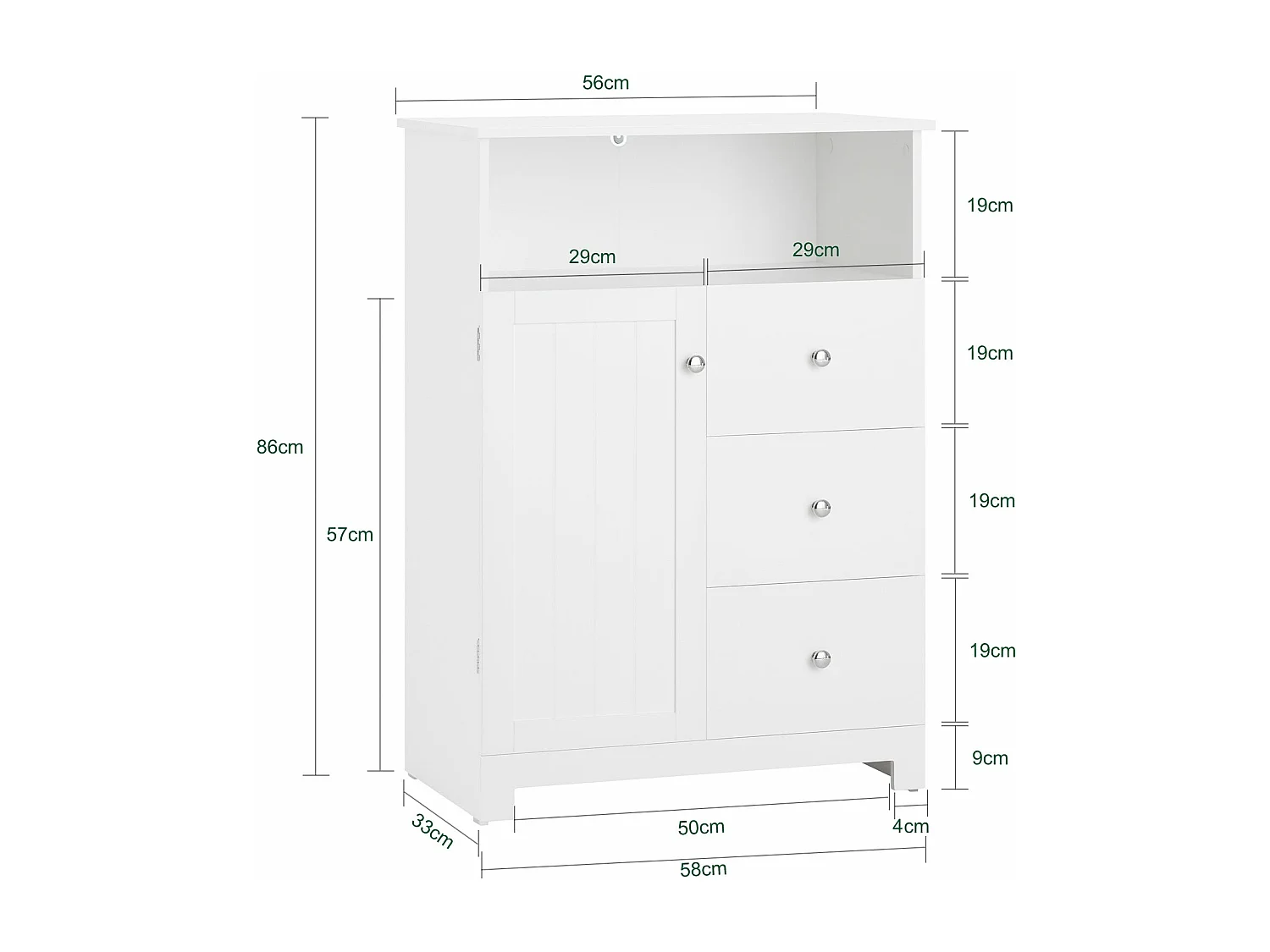 SoBuy BZR107-W Meuble de Rangement Salle de Bain, Meuble Demi-Colonne, Meuble Bas, Armoire Toilettes WC, Placard