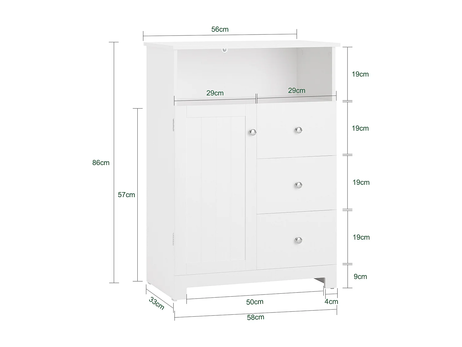 SoBuy BZR107-W Meuble de Rangement Salle de Bain, Meuble Demi-Colonne, Meuble Bas, Armoire Toilettes WC, Placard