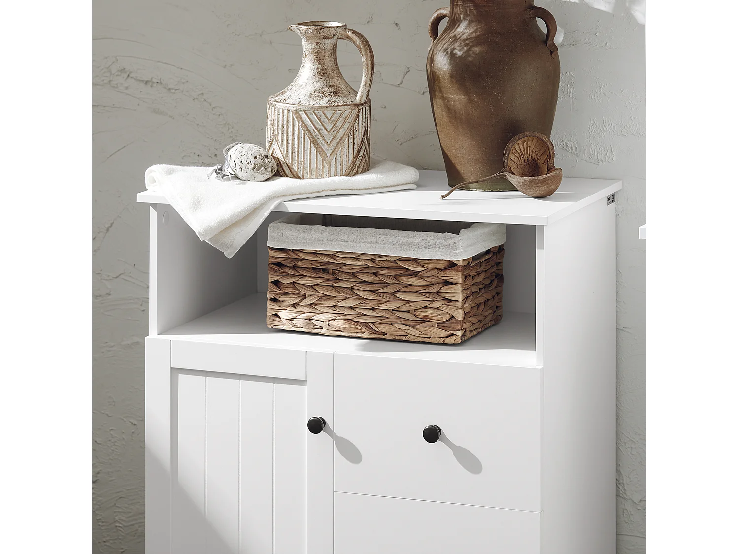 SoBuy BZR107-W Meuble de Rangement Salle de Bain, Meuble Demi-Colonne, Meuble Bas, Armoire Toilettes WC, Placard