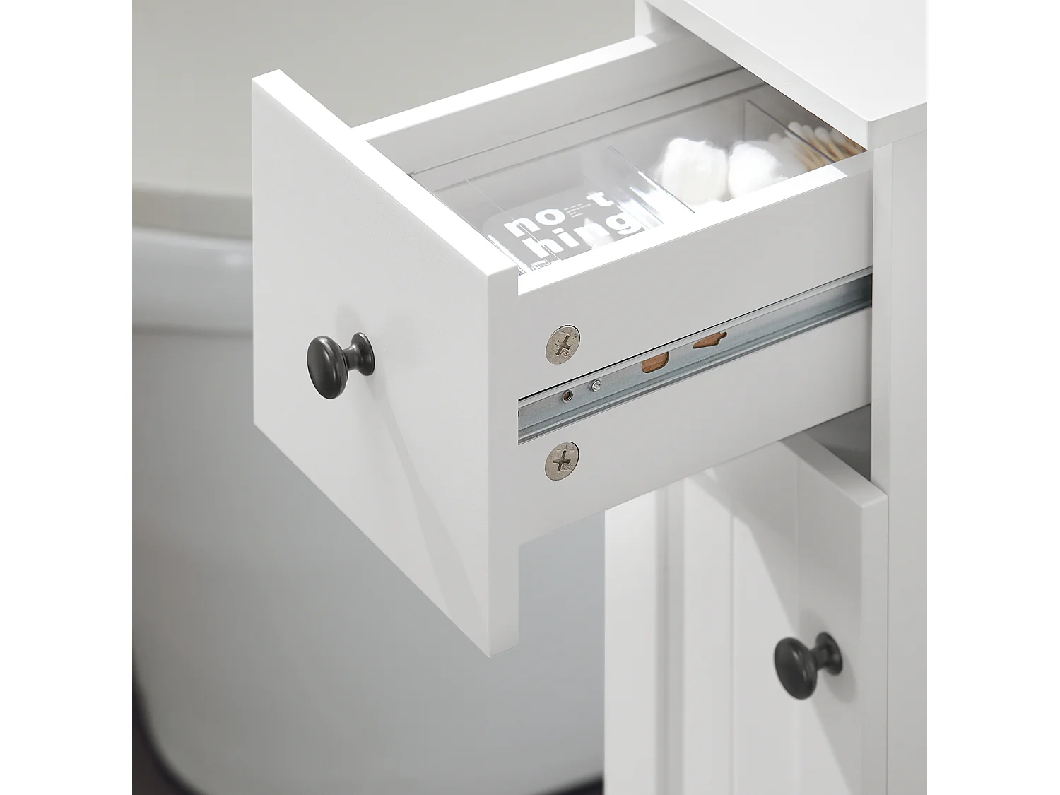 Estantería Estrecha para Baño Mueble Auxiliar Armario Móvil Multifuncional de Almacenaje con 1 Puerta 1 Cajón y 3 Estantes Blanco 65 x 20 x 70 cm BZR106-W SoBuy ES