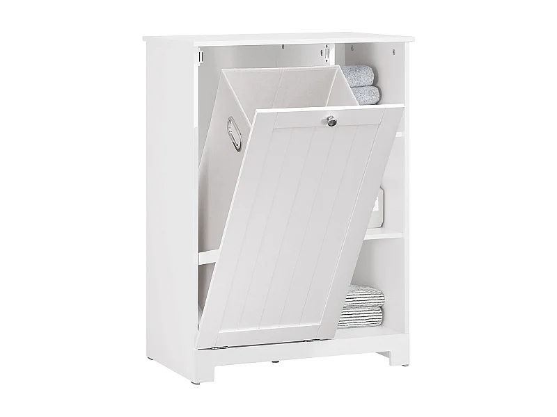 Armoire à Linge avec Sac à Linge avec 3 étagères et 1 Panier à Linge Amovible SoBuy BZR105-W