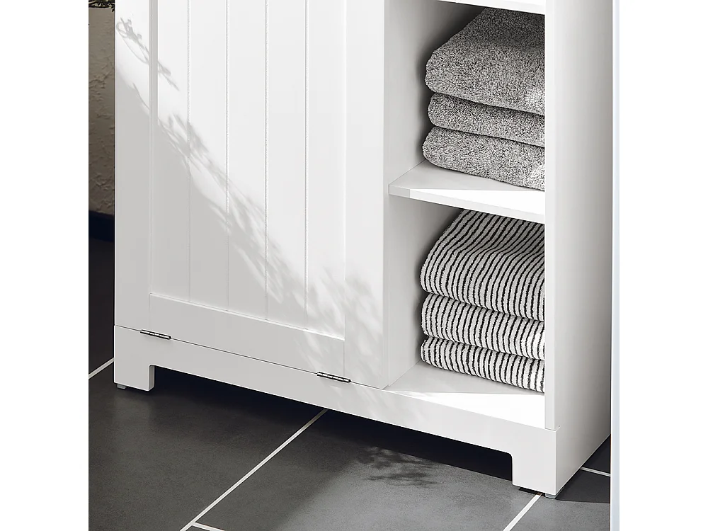 Armoire à Linge avec Sac à Linge avec 3 étagères et 1 Panier à Linge Amovible SoBuy BZR105-W