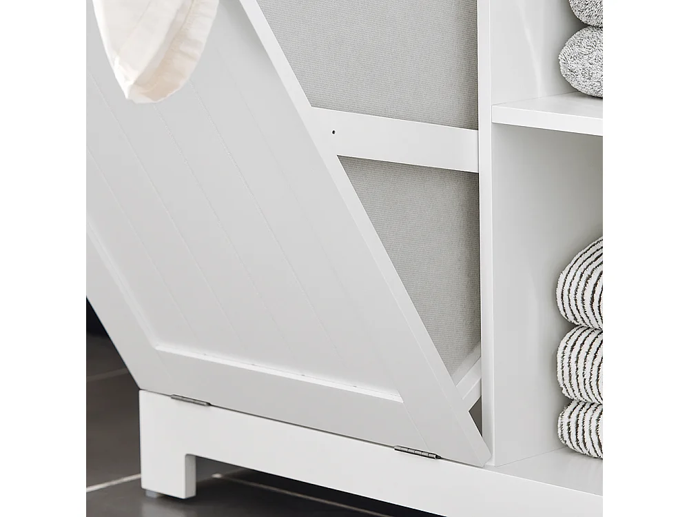 Armoire à Linge avec Sac à Linge avec 3 étagères et 1 Panier à Linge Amovible SoBuy BZR105-W