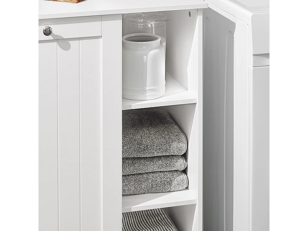 Armoire à Linge avec Sac à Linge avec 3 étagères et 1 Panier à Linge Amovible SoBuy BZR105-W