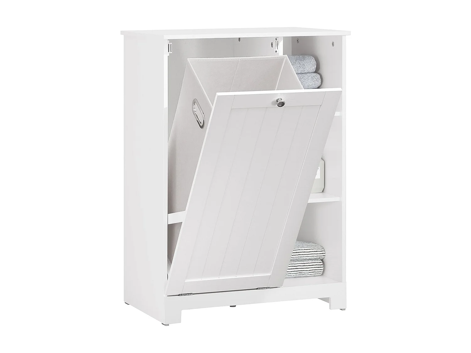 Armoire à Linge avec Sac à Linge avec 3 étagères et 1 Panier à Linge Amovible SoBuy BZR105-W