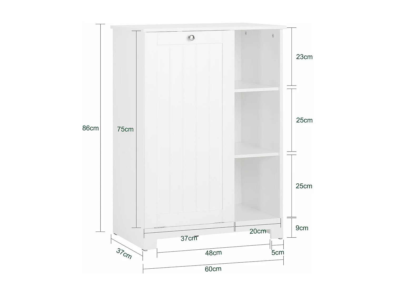 Armoire à Linge avec Sac à Linge avec 3 étagères et 1 Panier à Linge Amovible SoBuy BZR105-W