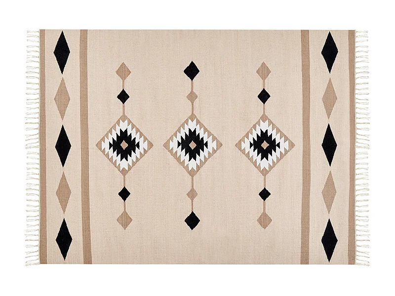 Kelim Teppich Baumwolle mehrfarbig 140 x 200 cm geometrisches Muster Kurzflor BERDIK