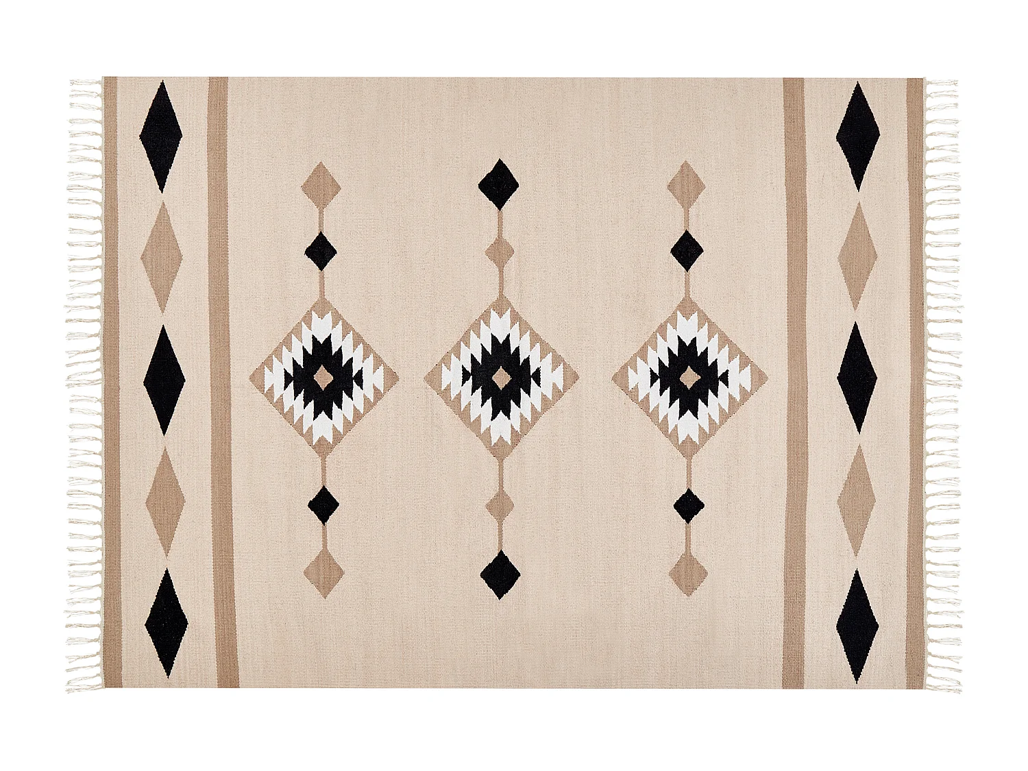 Kelim Teppich Baumwolle mehrfarbig 140 x 200 cm geometrisches Muster Kurzflor BERDIK