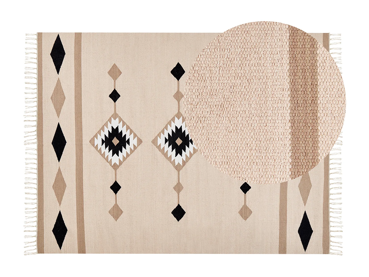 Kelim Teppich Baumwolle mehrfarbig 160 x 230 cm geometrisches Muster Kurzflor BERDIK