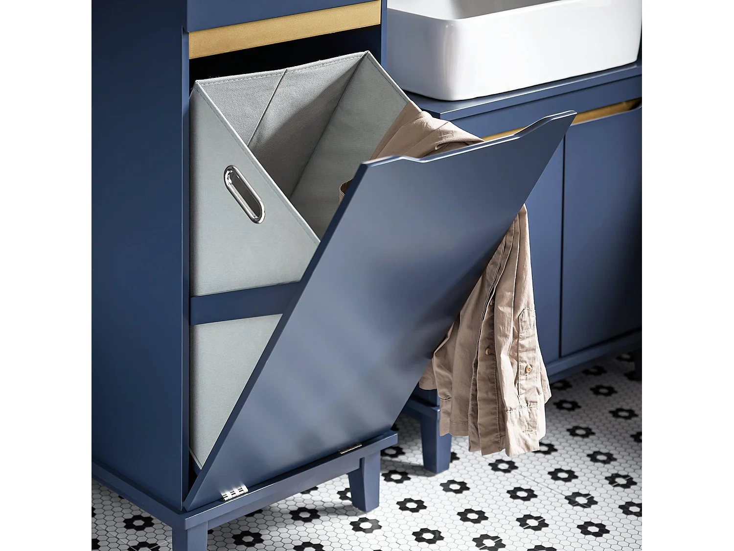 Szafka Łazienkowa z kosz na pranie BZR114-B