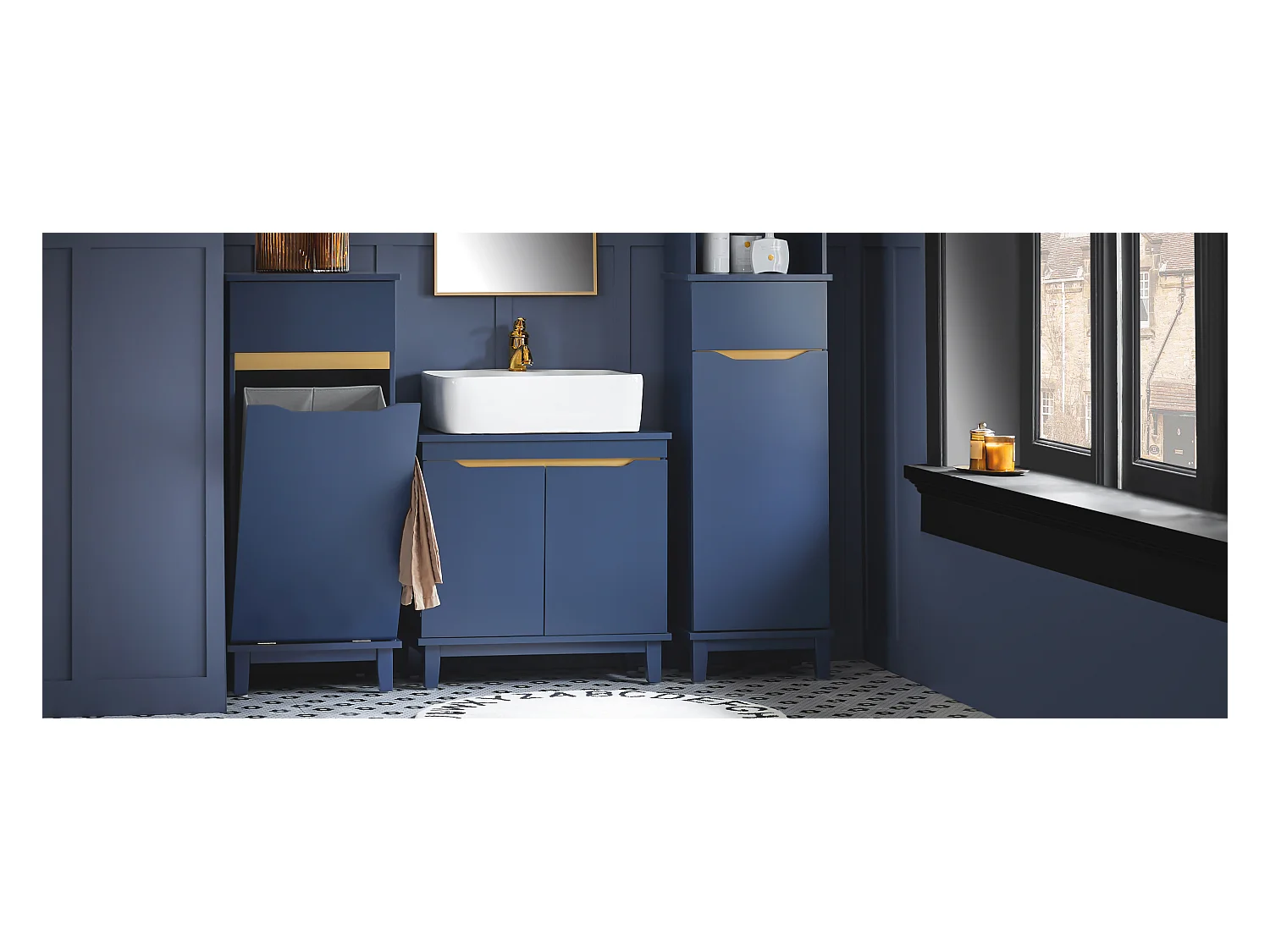 Szafka Łazienkowa z kosz na pranie BZR114-B