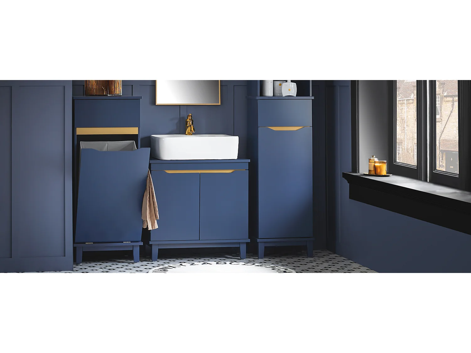 Szafka Łazienkowa z kosz na pranie BZR114-B