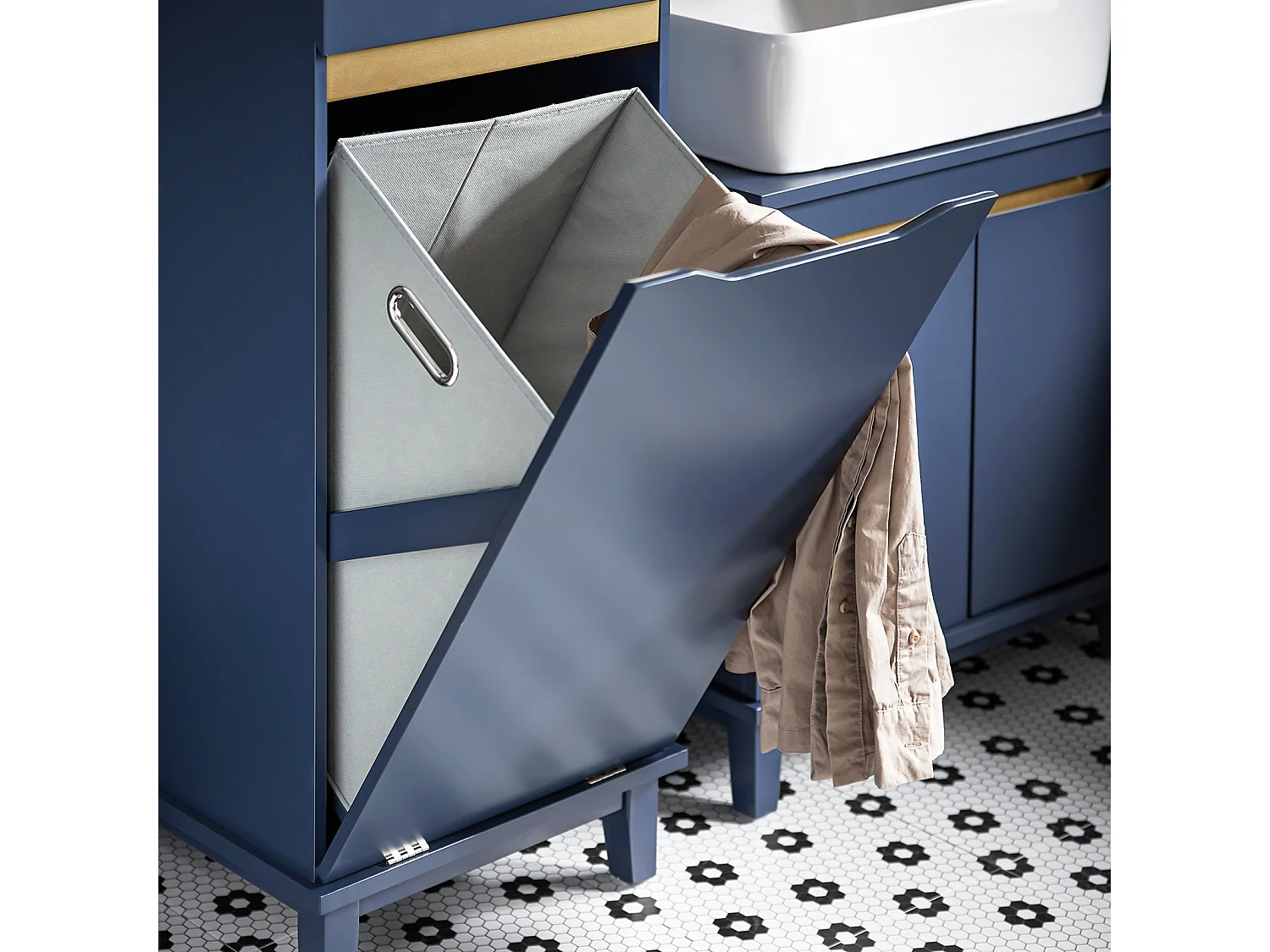 Szafka Łazienkowa z kosz na pranie BZR114-B