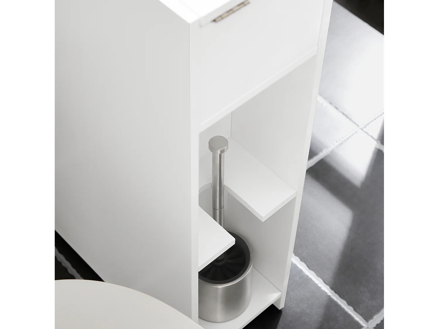 Estantería Estrecha para Nichos para Baño Armario Móvil Multifuncional de Almacenaje Mueble Auxiliar con 2 Cajones y 4 Ruedas 60 x 20 x 75 Blanco BZR111-W SoBuy ES