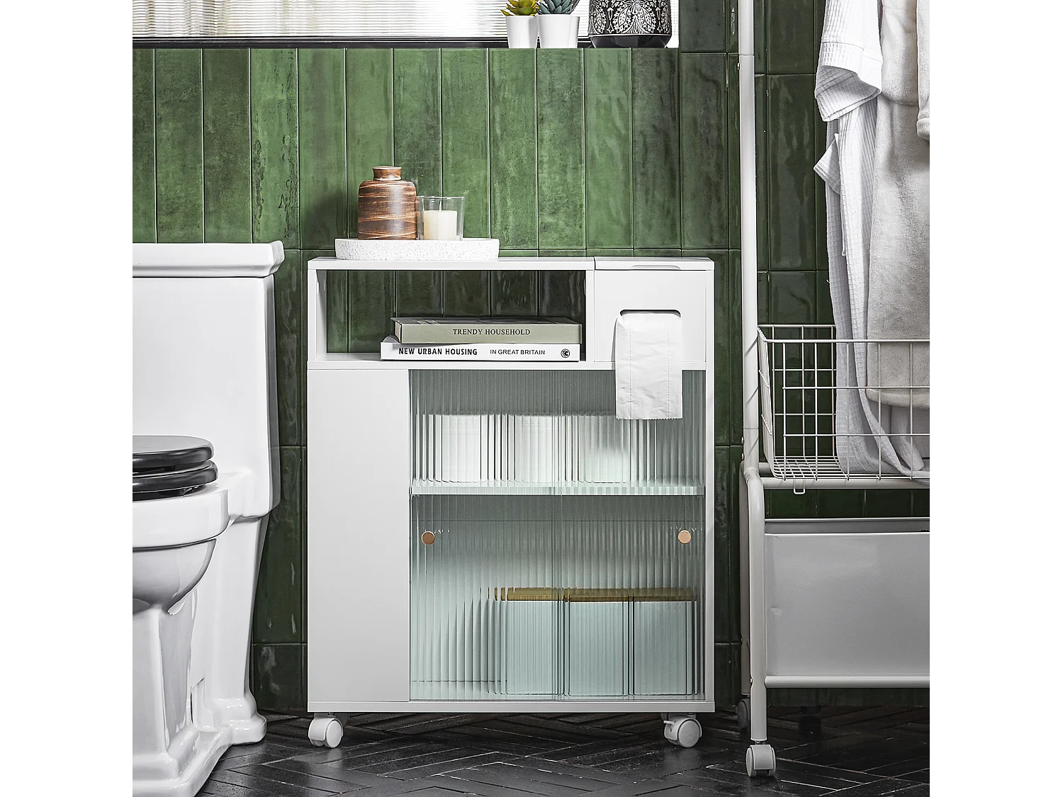 Nischenregal mit Rollen BZR117-W 60 x 71 x 20cm