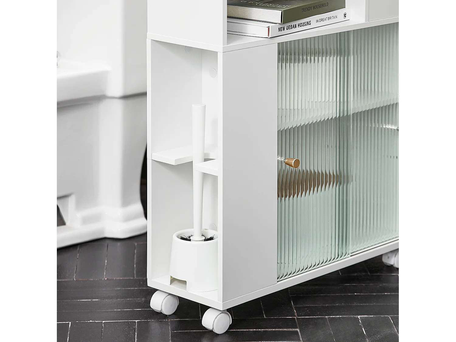 Nischenregal mit Rollen BZR117-W 60 x 71 x 20cm